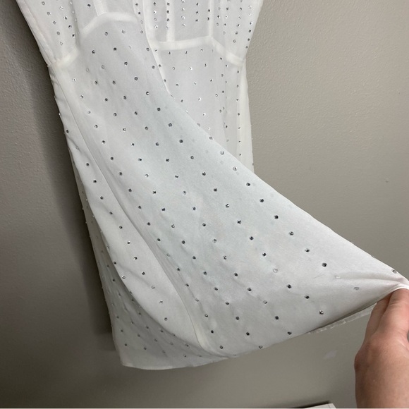 Revolve Superdown Carina Sheer Rhinestone Dress in White bachelorette bridal med - Picture 6 of 9